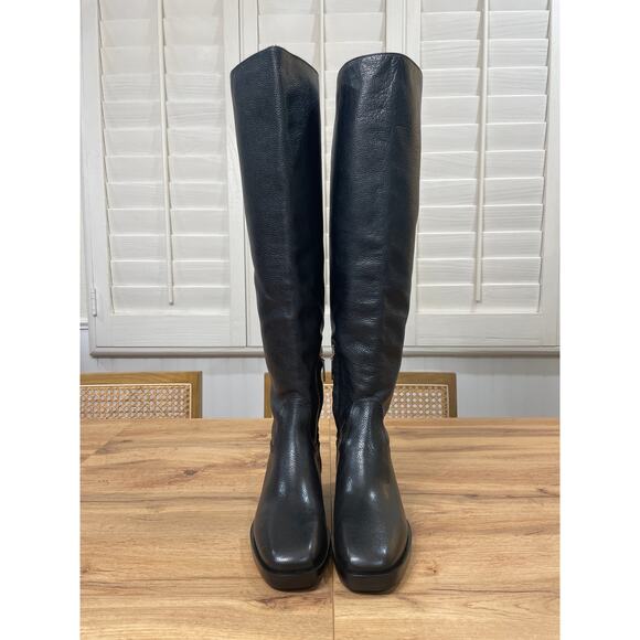 Larroudé Knee-High Equestrian Style Boots Black Leather Size 6.5 NWOB Inside Zip - Picture 5 of 16